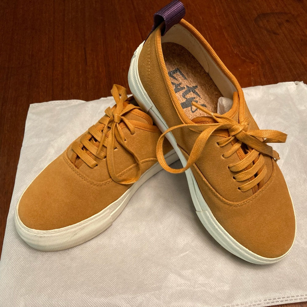 Eytys Mother Suede Sneakers fabulous Ocher color with purple accents!!!